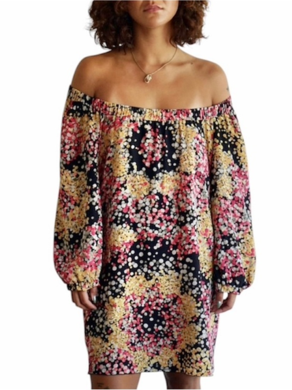 Missoni Silk Polka Dot Off The Shoulder Mini Dress